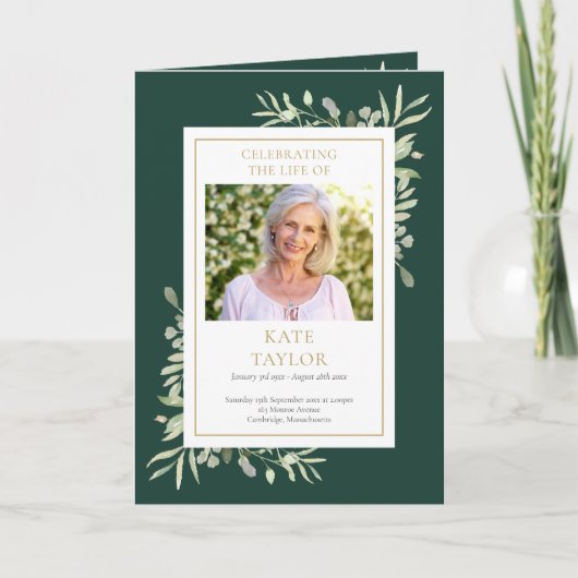 緑の折り畳み式葬祭令 プログラム (正面)