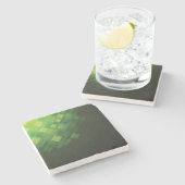 緑の抽象的な技術のデザイン ストーンコースター (横)