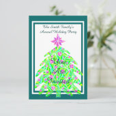 緑の抽象的な木のクリスマスの休日のパーティ 招待状 (スタンド正面)