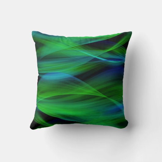 緑の抽象的な枕 クッション (裏面)
