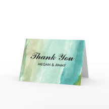 緑の抽象的な水彩画の感謝カード