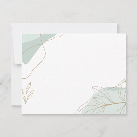 緑の抽象芸術と金ゴールド離れ ノートカード (裏面)