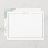 緑の抽象芸術と金ゴールド離れ ノートカード (正面/裏面)