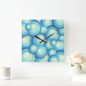 緑の抽象芸術の青 スクエア壁時計 (ホーム)