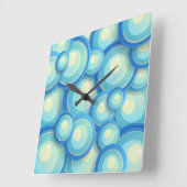 緑の抽象芸術の青 スクエア壁時計 (傾斜)