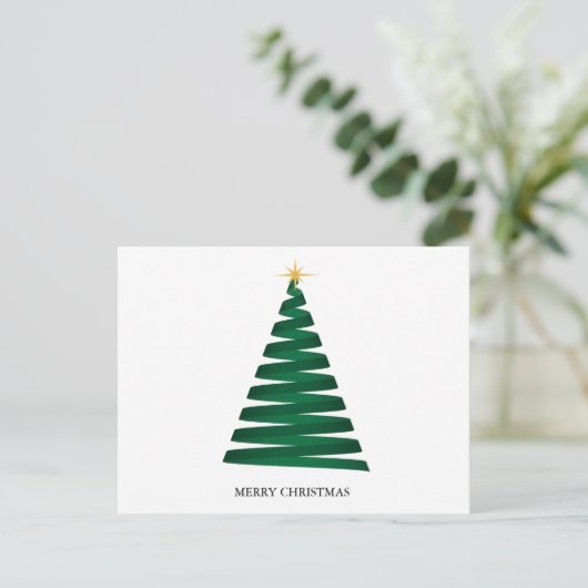 緑の抽象芸術クリスマスツリー シーズンポストカード (スタンド正面)