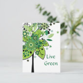 緑の抽象芸術ツリー ポストカード (スタンド正面)
