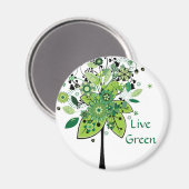 緑の抽象芸術ツリー マグネット (正面/裏面)