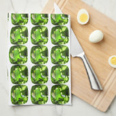 緑の抽象芸術パターン キッチンタオル (四つ折り)