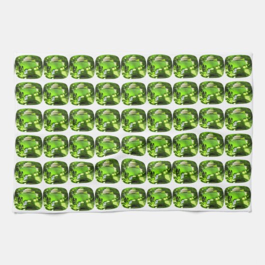 緑の抽象芸術パターン キッチンタオル (横)