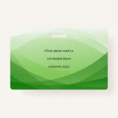 緑の抽象芸術ビジネス写真ID バッジ (裏面)