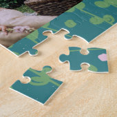 緑の抽象芸術フローラつる植物パターカスタムン写真 ジグソーパズル (側面)