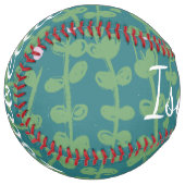 緑の抽象芸術フローラつる植物パターパーソナライズされたン ソフトボール (正面左)