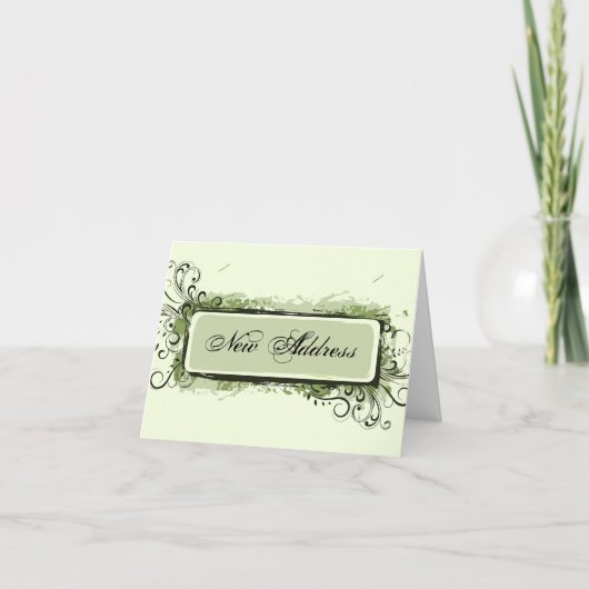 緑の抽象芸術フローラアドレスの変更 案内状 (正面)