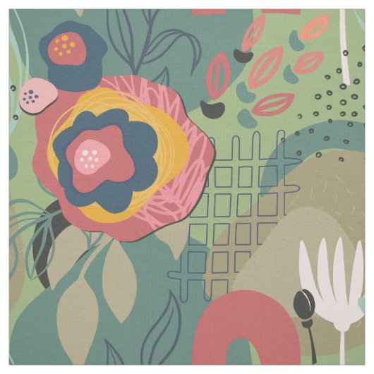 緑の抽象芸術フローラ ファブリック (見本)