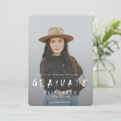 緑の抽象芸術ブラシストローク写真の卒業 案内状 (スタンド正面)