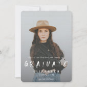 緑の抽象芸術ブラシストローク写真の卒業 案内状 (正面)