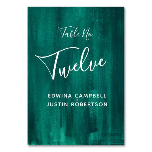 緑の抽象芸術モダンアートテー書ブル番号 テーブルナンバー (正面)