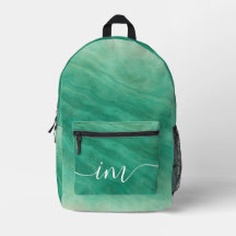 緑の抽象芸術大理石とカスタムイニシャル-