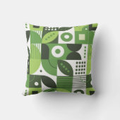 緑の抽象芸術幾何学的アートパターン クッション (裏面)