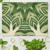 緑の抽象芸術植物性のトロピカルパ葉メ キッチンタオル (折り畳み)
