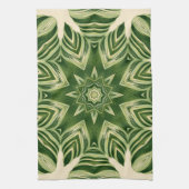 緑の抽象芸術植物性のトロピカルパ葉メ キッチンタオル (縦)