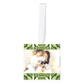 緑の抽象芸術植物性のトロピカルパ葉メ キューブオーナメント (正面)