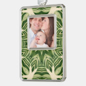 緑の抽象芸術植物性のトロピカルパ葉メ シルバープレートフレームオーナメント (左)
