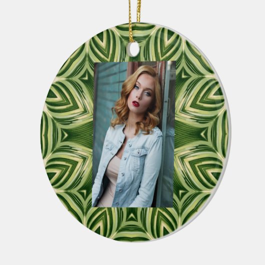 緑の抽象芸術植物性のトロピカルパ葉メ セラミックオーナメント (左)