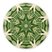 緑の抽象芸術植物性のトロピカルパ葉メ セラミックノブ (正面)