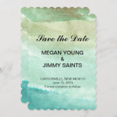 緑の抽象芸術水の色の保存日付 セーブザデート (正面/裏面)