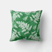 緑の抽象芸術水色ファーンパターン クッション (裏面)