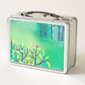 緑の抽象芸術風景 メタルランチボックス (裏面)