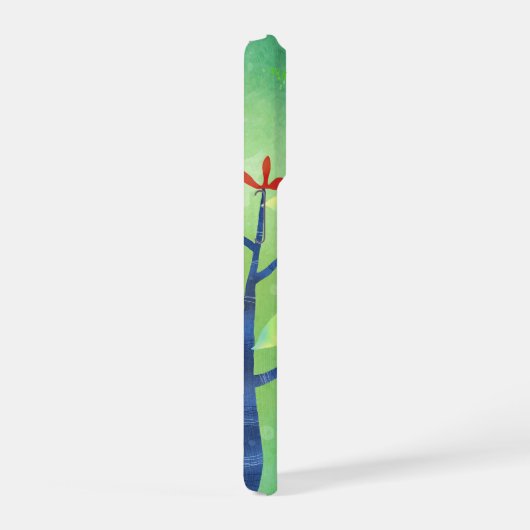 緑の抽象芸術風景 iPhoneケース (右側面)