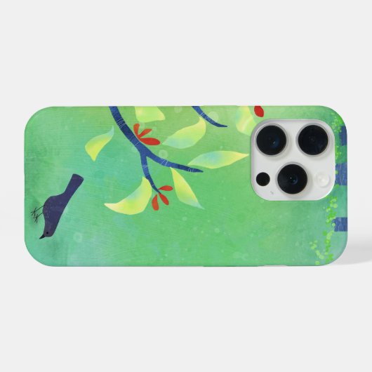 緑の抽象芸術風景 iPhoneケース (裏面横)