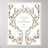 緑の指紋ツリーの結婚ゲストブック ポスター (正面)