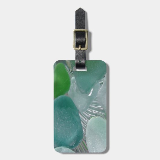 緑の振動緑海ガラス ラゲッジタグ (正面縦)