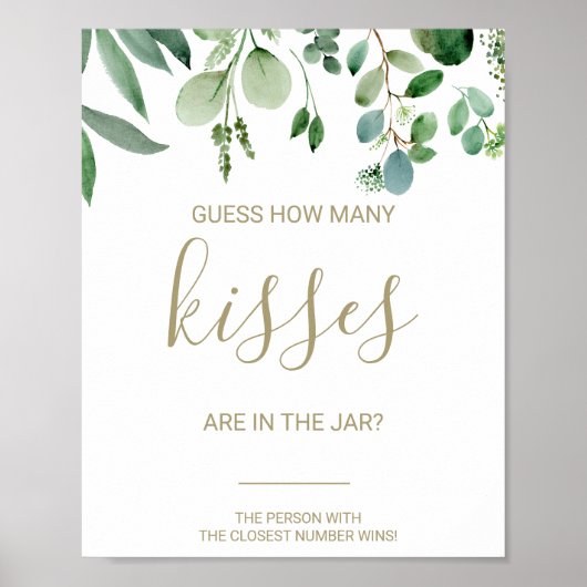 緑の推測いくつのキスブライダルシャワーゲーム ポスター (正面)