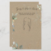 緑の推測ザドレスブライダルシャワーゲーム 便箋 (正面/裏面)