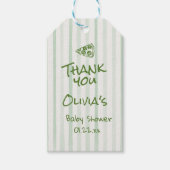 緑の描ピザ特別配送ベビーシャワー ギフトタグ (正面)