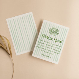 緑の描ピザ特別配送ベビーシャワー サンキューカード