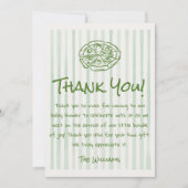 緑の描ピザ特別配送ベビーシャワー サンキューカード (正面)