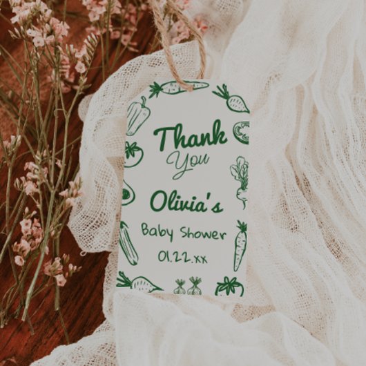 緑の描地元で育った野菜ベビーシャワー ギフトタグ
