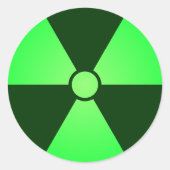 緑の放射線シンボル ラウンドシール (正面)