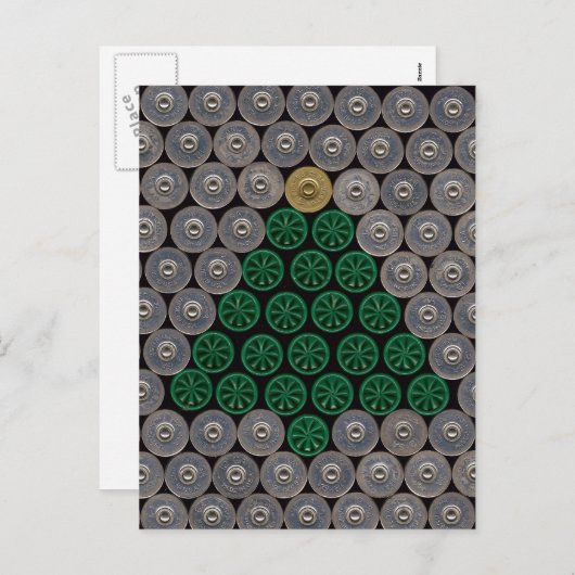 緑の散弾銃貝の木のクリスマスカード2 シーズンポストカード (正面/裏面)