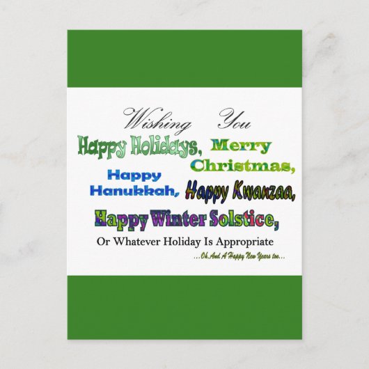 緑の数々の休日の挨拶 シーズンポストカード (正面)