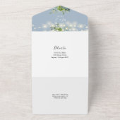 緑の文字列のライトダスティブルー結婚ズ オールインワン招待状 (外側)