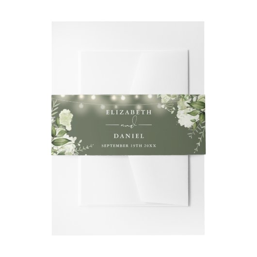 緑の文字列ライトオリーブグリーン結婚ズ 招待状ベリーバンド (正面例)