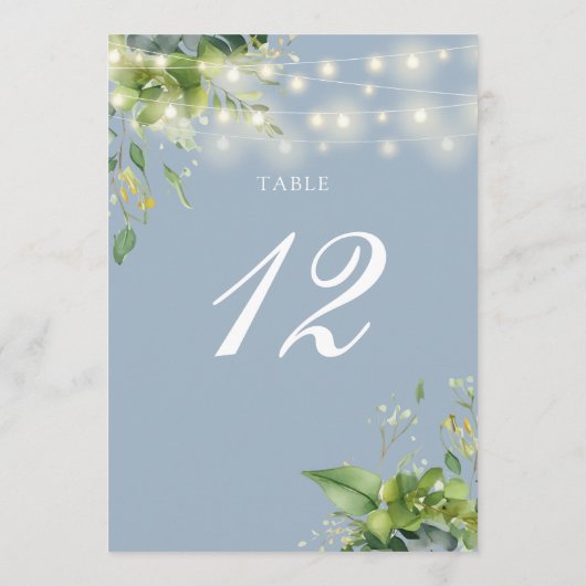 緑の文字列ライト埃の多い青い表の番号 サンキューカード (裏面)