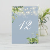 緑の文字列ライト埃の多い青い表の番号 サンキューカード (スタンド正面)